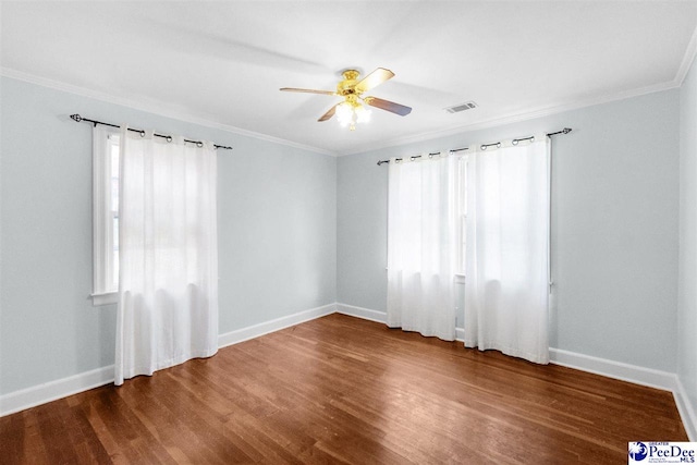 23 Mcrae Rd, Cheraw, SC 29520 - spare room with ornamental molding, wood finished floors, and ceiling fan