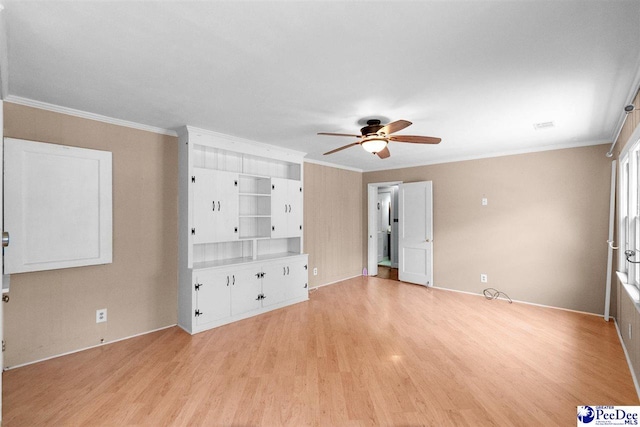 23 Mcrae Rd, Cheraw, SC 29520 - spare room with ornamental molding, ceiling fan, and light wood finished floors