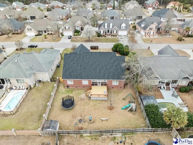 aerial view with a residential view