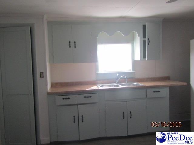 112 N Carolina Ct, Dillon, SC 29536 - kitchen featuring a sink, white cabinetry, and light countertops