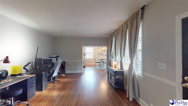 310 S Calhoun Dr, Florence, SC 29501 - home office with baseboards and wood finished floors