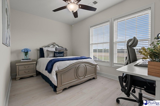 1613 Timmonsvillel Hwy, Darlington, SC 29532 - bedroom with an office area, light wood-style flooring, and ceiling fan