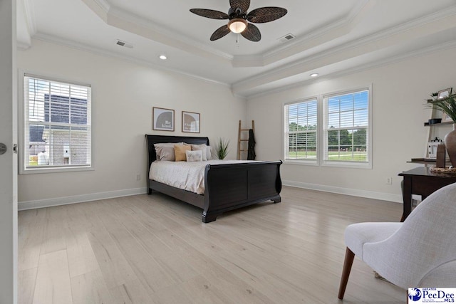 1613 Timmonsvillel Hwy, Darlington, SC 29532 - bedroom with a tray ceiling, light wood-style floors, ornamental molding, and recessed lighting