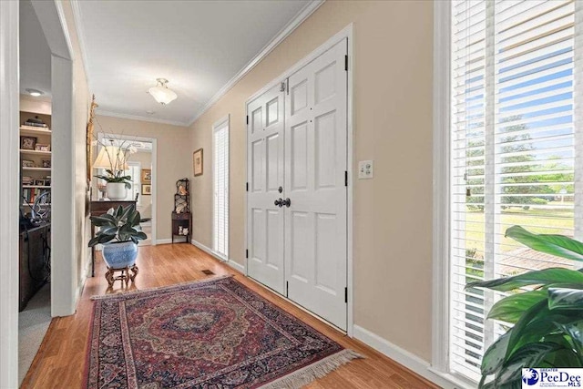 244 Timberlake Dr, Florence, SC 29501 - foyer featuring plenty of natural light, wood finished floors, ornamental molding, and baseboards