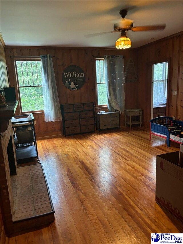 interior space featuring multiple windows and light wood-type flooring