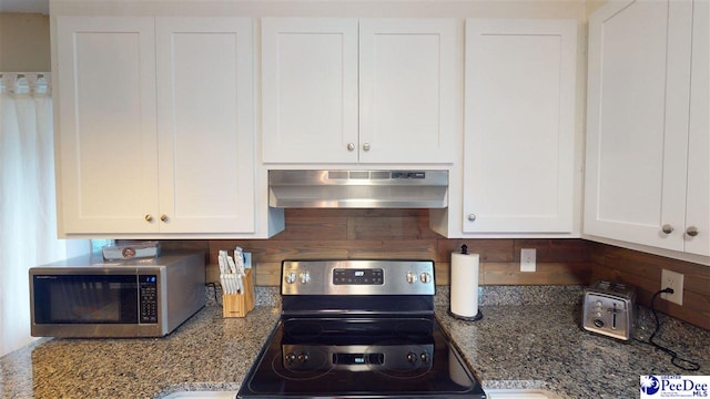 521 E Richardson Cir, Hartsville, SC 29550 - kitchen with tasteful backsplash, stainless steel appliances, white cabinets, and stone countertops