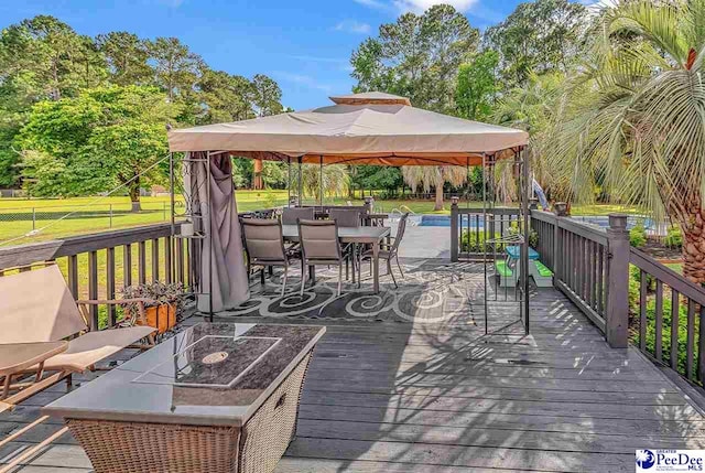 108 Wyandot St, Darlington, SC 29532 - deck with a gazebo, a yard, and outdoor dining area