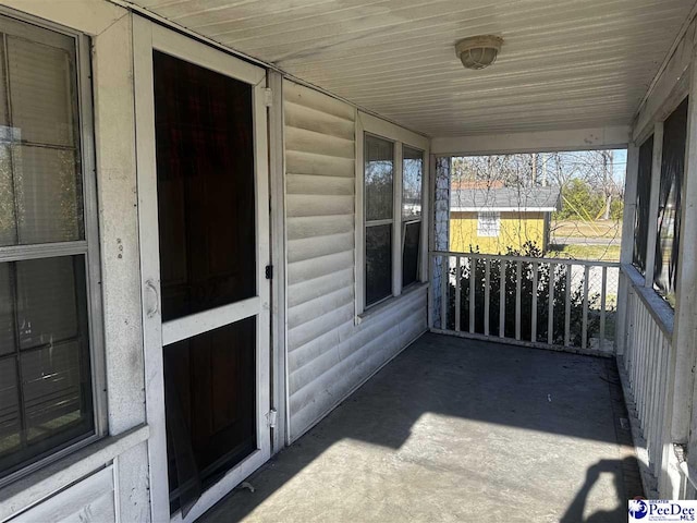 view of unfurnished sunroom