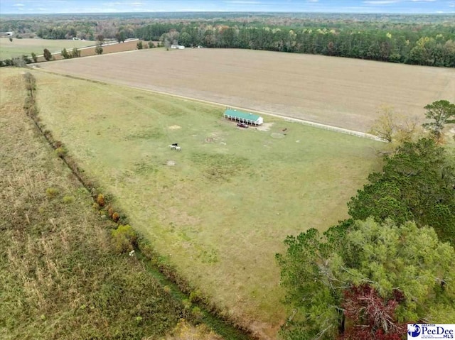 birds eye view of property featuring a rural view