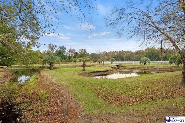 surrounding community featuring a yard and a water view