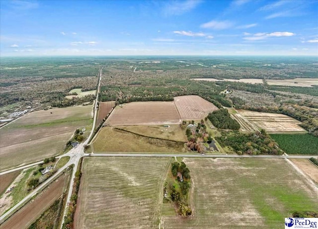 aerial view featuring a rural view