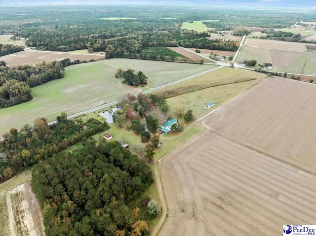 aerial view with a rural view