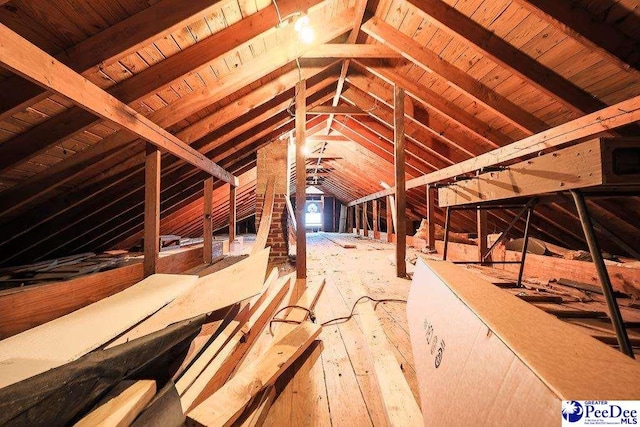 attic with an upstairs landing