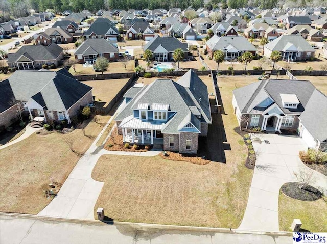 aerial view with a residential view