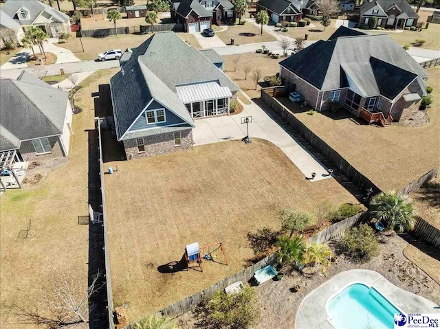 aerial view with a residential view