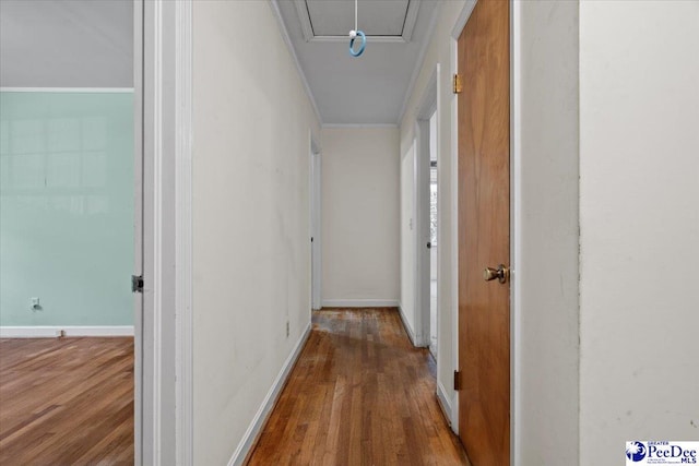 1817 E Sandhurst Dr, Florence, SC 29505 - hallway featuring wood finished floors, ornamental molding, and baseboards