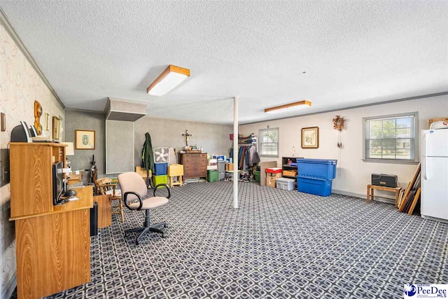 908 Clarendon Ave, Florence, SC 29505 - home office featuring plenty of natural light, carpet flooring, a textured ceiling, and baseboards