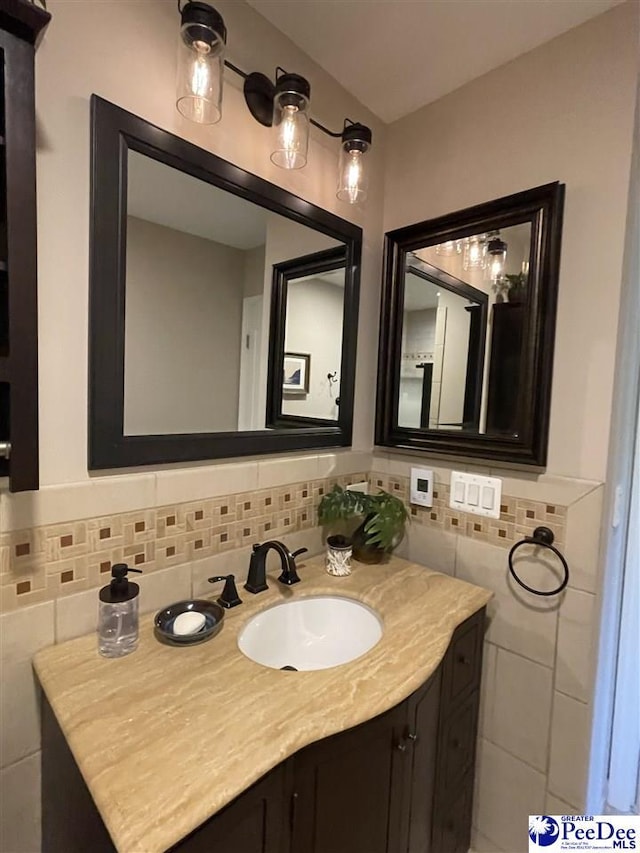 1429 E Home Ave, Hartsville, SC 29550 - bathroom featuring tile walls, vanity, and tile patterned flooring