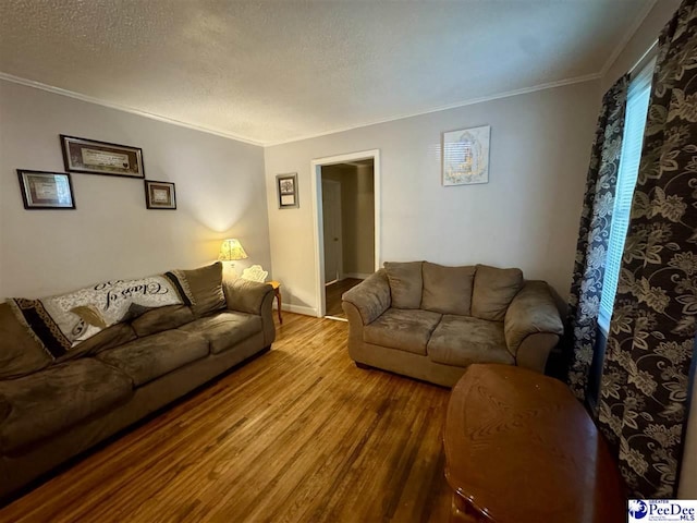 66 Victory Dr, Cheraw, SC 29520 - living area with wood finished floors, ornamental molding, a textured ceiling, and baseboards