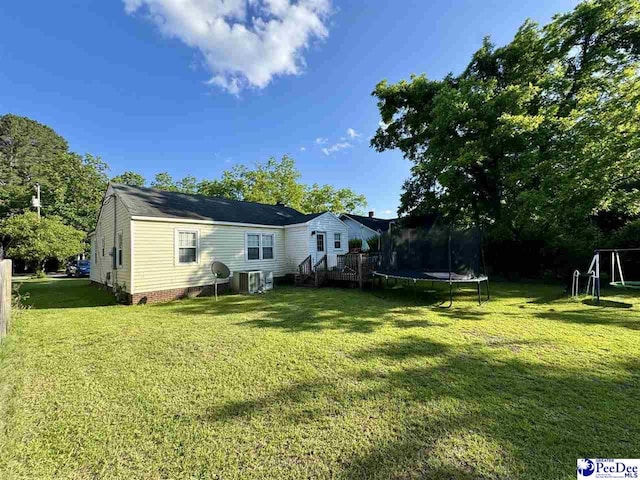 66 Victory Dr, Cheraw, SC 29520 - view of grassy yard featuring a trampoline and central AC