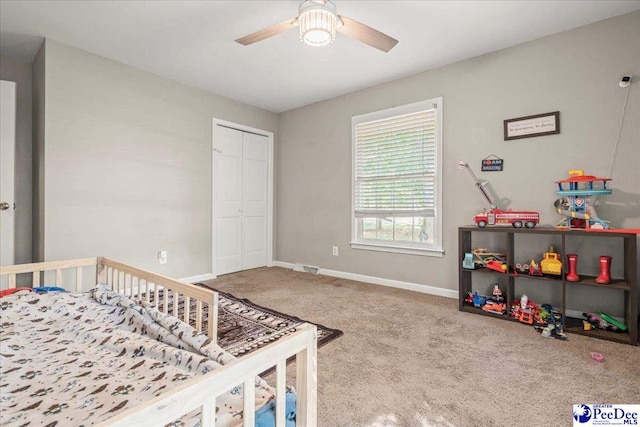 1403 Ballentine Ave, Hartsville, SC 29550 - carpeted bedroom with a closet, ceiling fan, and baseboards
