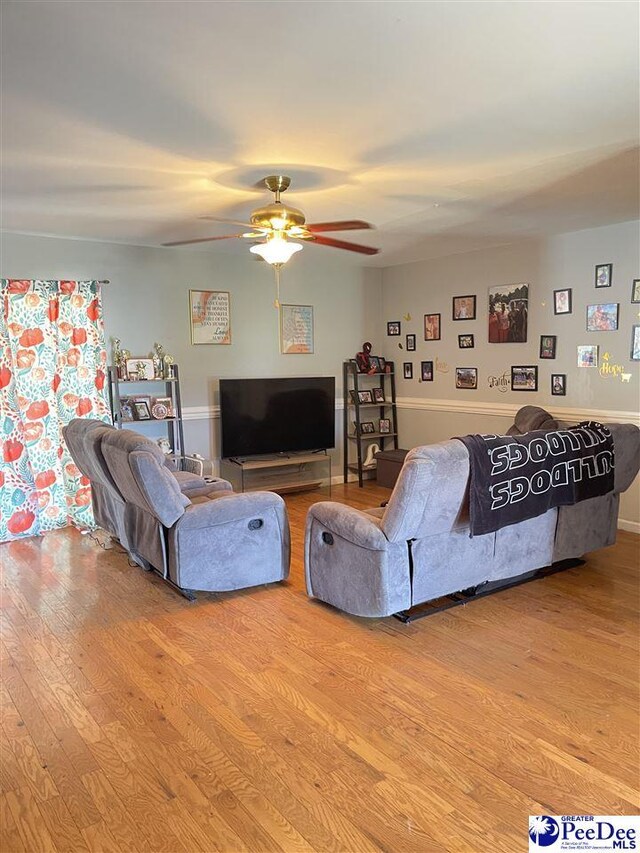 3007 Colton Dr, Florence, SC 29506 - living room featuring light wood-style flooring and a ceiling fan