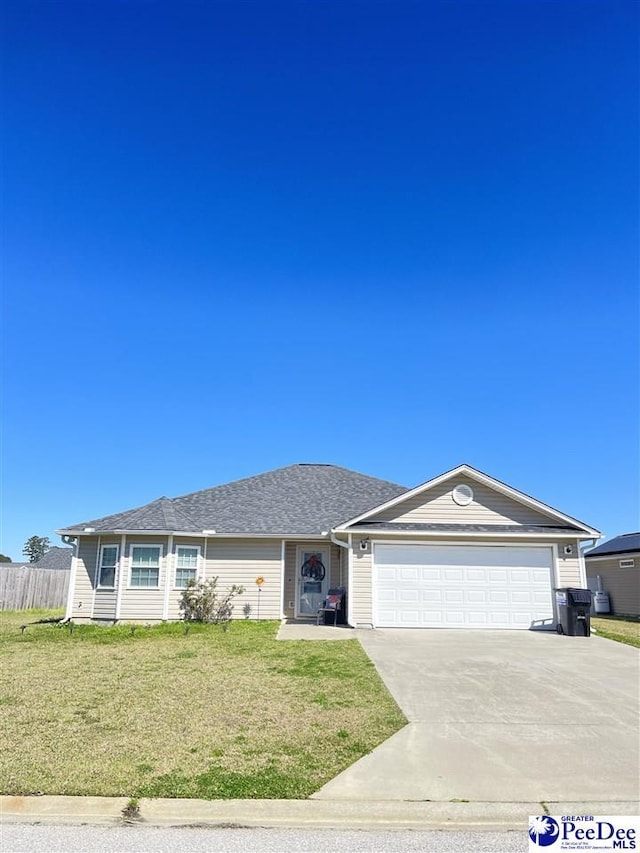 3007 Colton Dr, Florence, SC 29506 - single story home with a front yard, an attached garage, fence, and driveway