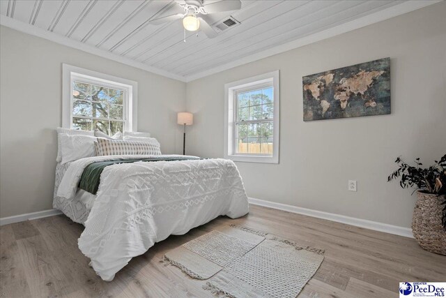 236 Wells St, Lake City, SC 29560 - bedroom with ceiling fan, visible vents, baseboards, and wood finished floors