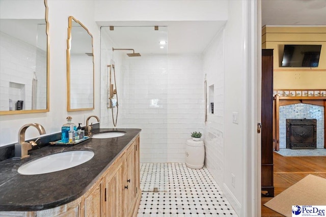 bathroom with vanity and walk in shower