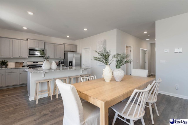 555 Strawberry Field Way, Galivants Ferry, SC 29588 - dining space with dark wood-type flooring, recessed lighting, and baseboards