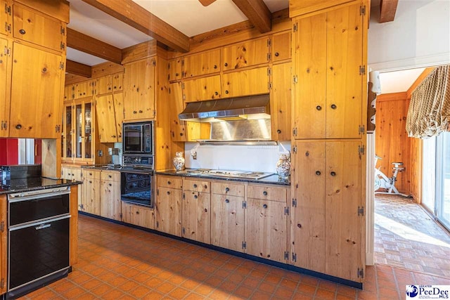 634 Georgetown Rd, Darlington, SC 29532 - kitchen featuring beam ceiling and black appliances