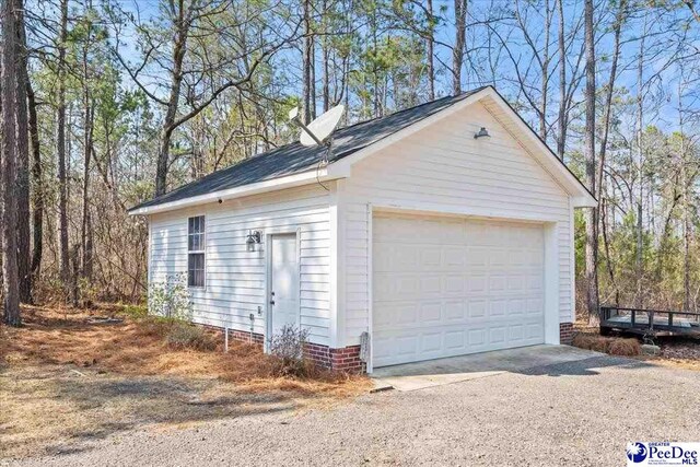 view of detached garage