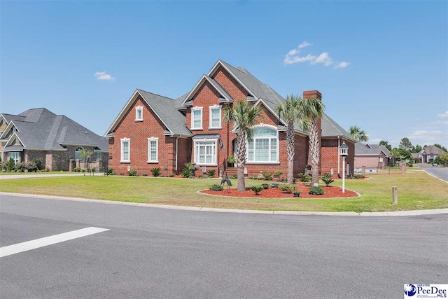 craftsman inspired home with a front yard