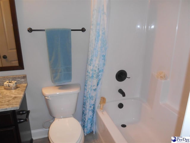 1081 Wessex Dr, Florence, SC 29501 - full bathroom featuring shower / tub combo with curtain, toilet, and vanity
