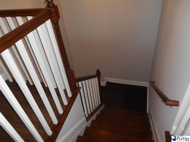 1081 Wessex Dr, Florence, SC 29501 - staircase with baseboards and wood finished floors