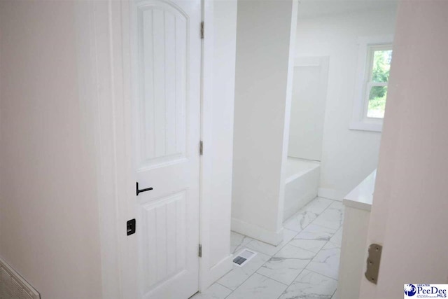 bathroom with a washtub