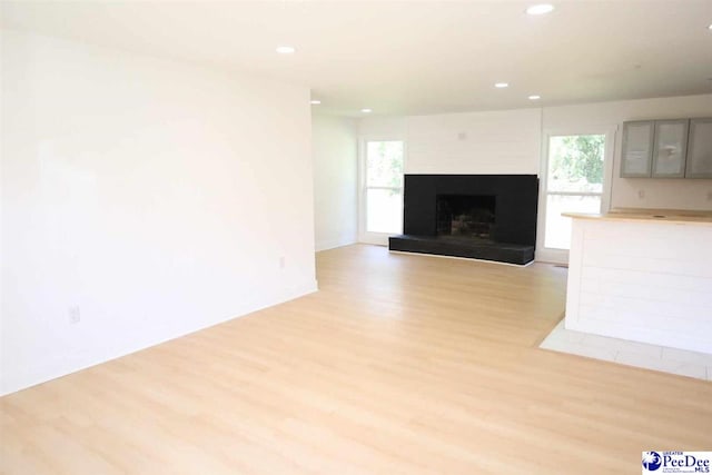 unfurnished living room featuring light hardwood / wood-style floors