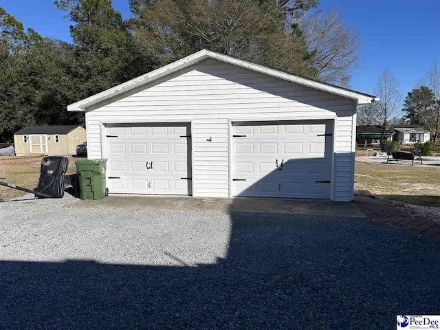 view of detached garage