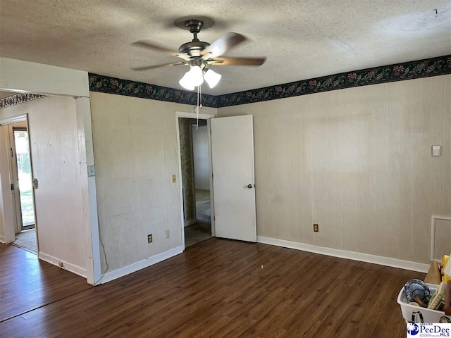 1824 Furman Dr, Florence, SC 29501 - unfurnished bedroom featuring wood finished floors, baseboards, a textured ceiling, and ceiling fan