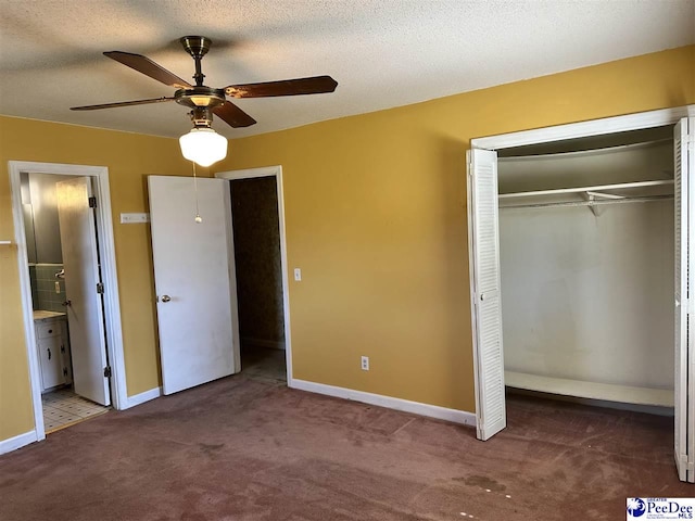 1824 Furman Dr, Florence, SC 29501 - unfurnished bedroom with carpet, a closet, baseboards, a ceiling fan, and connected bathroom