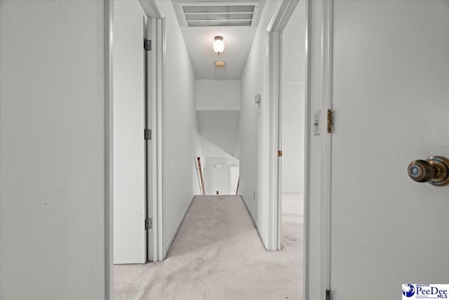 231 Timberlake Dr, Florence, SC 29501 - hall with light colored carpet, an upstairs landing, and a textured ceiling