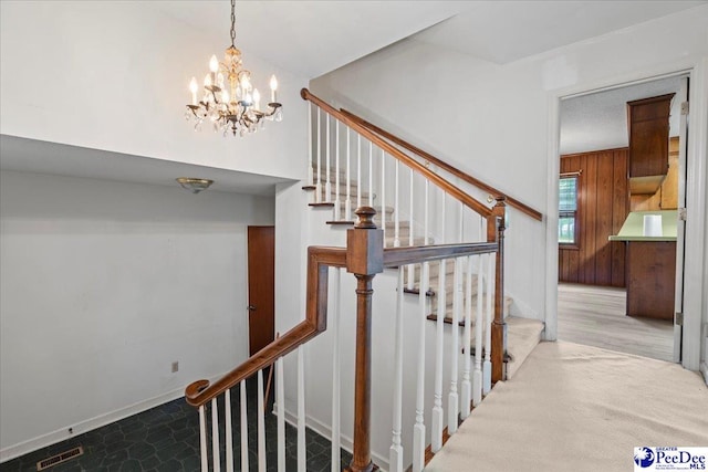 231 Timberlake Dr, Florence, SC 29501 - staircase featuring a chandelier
