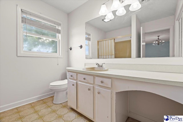 231 Timberlake Dr, Florence, SC 29501 - full bathroom featuring a chandelier, vanity, and an enclosed shower