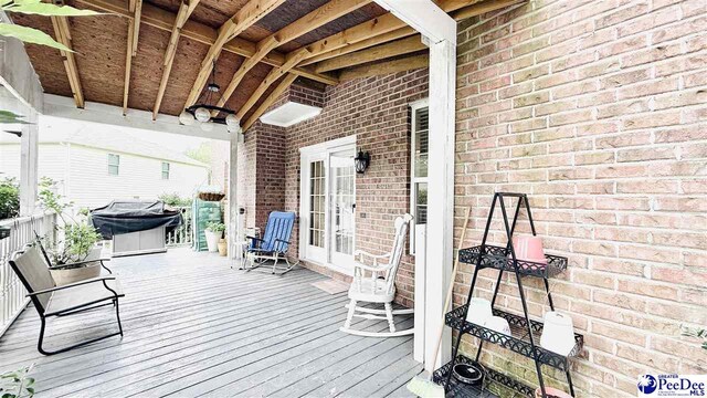 2423 Ben Hogan Cir, Florence, SC 29506 - deck featuring grilling area and french doors