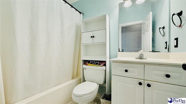 2423 Ben Hogan Cir, Florence, SC 29506 - full bathroom with toilet, shower / tub combo with curtain, and vanity