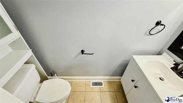 2423 Ben Hogan Cir, Florence, SC 29506 - half bathroom with tile patterned floors, toilet, vanity, and baseboards