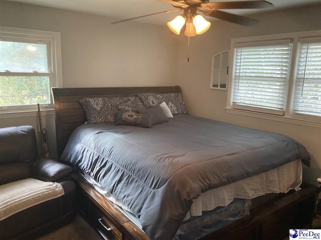 bedroom featuring ceiling fan