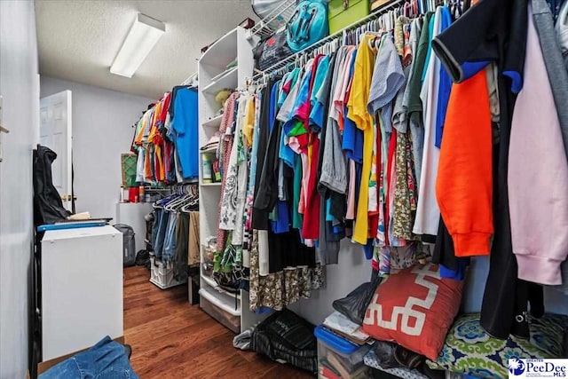 walk in closet featuring dark hardwood / wood-style floors