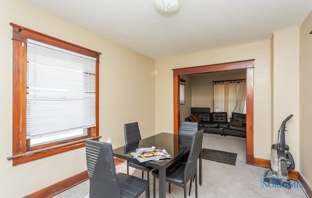 view of carpeted dining room