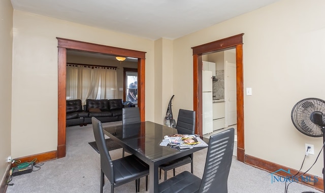 view of carpeted dining room